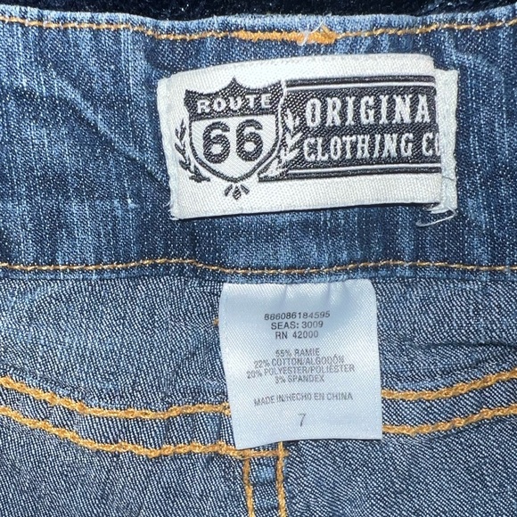 Route 66 Blue Denim Shorts with Floral Embroidery - Picture 3 of 4